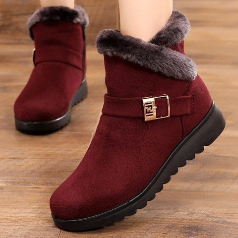 Suede sneakers women snow boots 2019 solid flat with plush warm snow boots women zipper casual shoes woman winter ankle boots