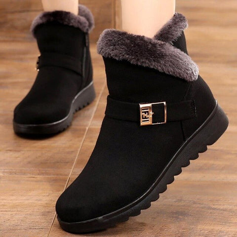 Suede sneakers women snow boots 2019 solid flat with plush warm snow boots women zipper casual shoes woman winter ankle boots