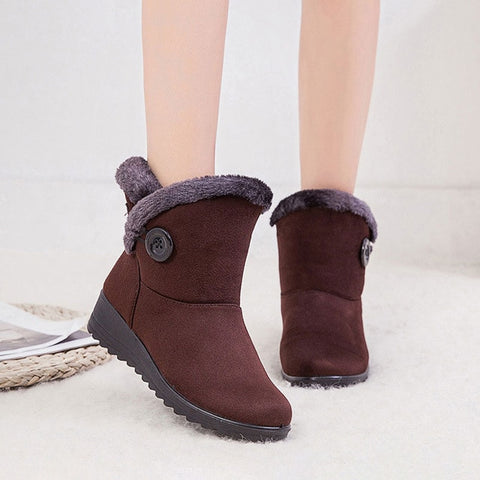 Suede sneakers women snow boots 2019 solid flat with plush warm snow boots women zipper casual shoes woman winter ankle boots