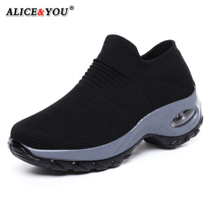 New Fashion Women Sneakers Mesh Breathable Shoes for Woman Comfortable Non-slip Female Shoes Air Cushion Sole Casual Women Shoes