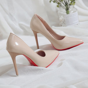 2019 Hot Sell Classic Women Shoes Pointed Toe Pumps Patent Leather Dress high Heels Boat Wedding Zapatos Mujer Red Wedding