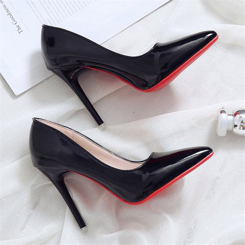 2019 Hot Sell Classic Women Shoes Pointed Toe Pumps Patent Leather Dress high Heels Boat Wedding Zapatos Mujer Red Wedding