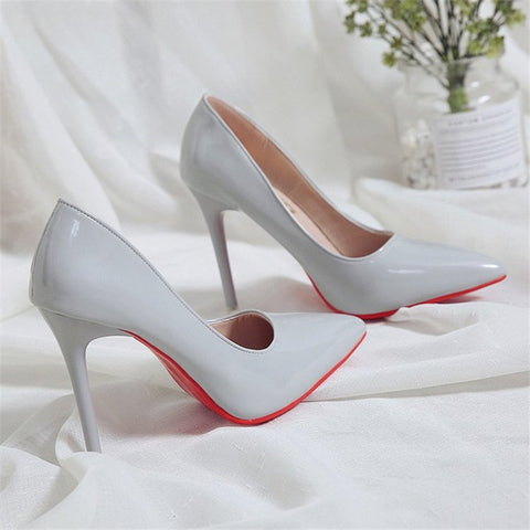 2019 Hot Sell Classic Women Shoes Pointed Toe Pumps Patent Leather Dress high Heels Boat Wedding Zapatos Mujer Red Wedding