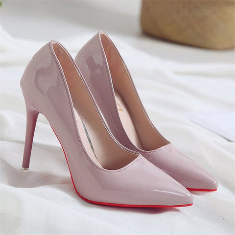 2019 Hot Sell Classic Women Shoes Pointed Toe Pumps Patent Leather Dress high Heels Boat Wedding Zapatos Mujer Red Wedding