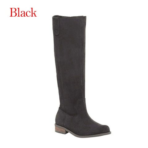 Oeak Boots Women Knee-high Boots Long Boots leather Low heel shoes Woman  Autumn Winter boots Ladies Shoes Large Size 35-43