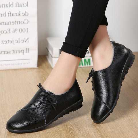 Autumn shoes black pu leather ballet flats shoes women sneakers 2019 casual shoes women plus size pointed toe flats women