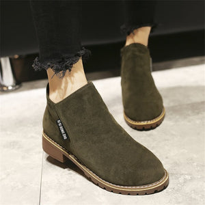 New 2019 Women Ankle Boots Flock Plus Size Autumn Winter Shoes Woman Short Boot Female Martin Boots Ladies Botas Mujer SH09062