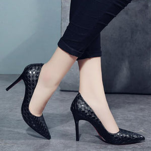 QSR 10CM Pumps Women White girl high heel women's fine with Women's shoes new pointed black fresh princess shoes