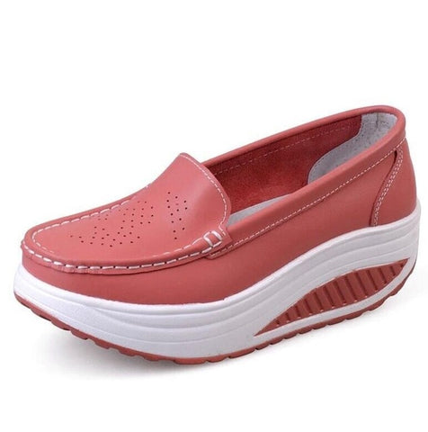 QSR spring genuine leather mother casual woman shoes swing shoes white nurse shoes slip-resistant plus size platform
