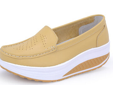 QSR spring genuine leather mother casual woman shoes swing shoes white nurse shoes slip-resistant plus size platform