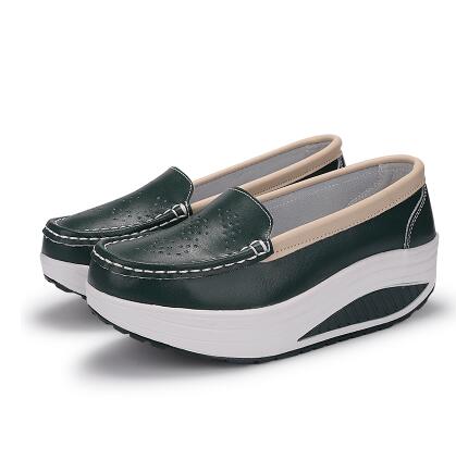 QSR spring genuine leather mother casual woman shoes swing shoes white nurse shoes slip-resistant plus size platform