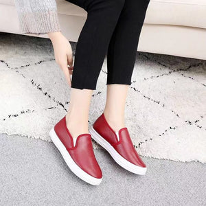Black Platform Shoes Woman College Style Winter Keep Warm Casual Loafers Leather Shoes Slip-On Ladies Flats Platform Shoes