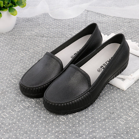 QSR Nurse shoes white female flat bottom pregnant women casual waterproof non-slip peas shoes black work shoes