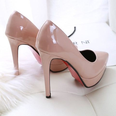 Super High with 12cm Patent Leather High-heeled Shoes Woman Pumps Wedding Party Shoes Platform Fashion Women Shoes High Heels