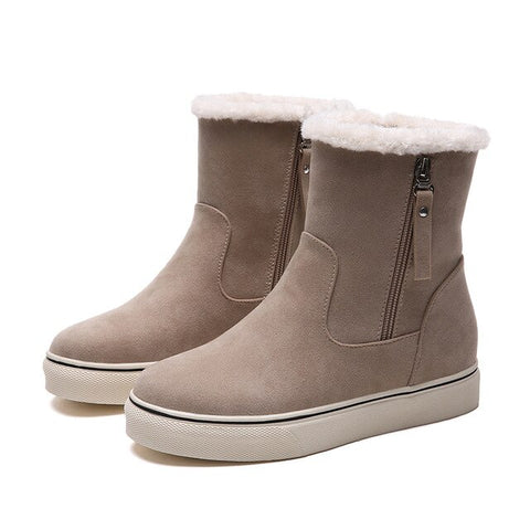 ERNESTNM Waterproof Flock 2019 Winter Shoes Women Botas Mujer Ankle Snow Boots Female Warm Fur Plush Insole Quality Zip Booties