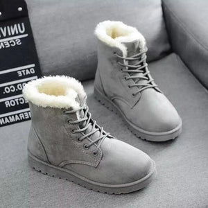 Women Boots Warm Winter Women Shoes Lace-Up Female Faux Suede Ankle Boot For Woman Botas Mujer Plush Ladies Black Snow Boots