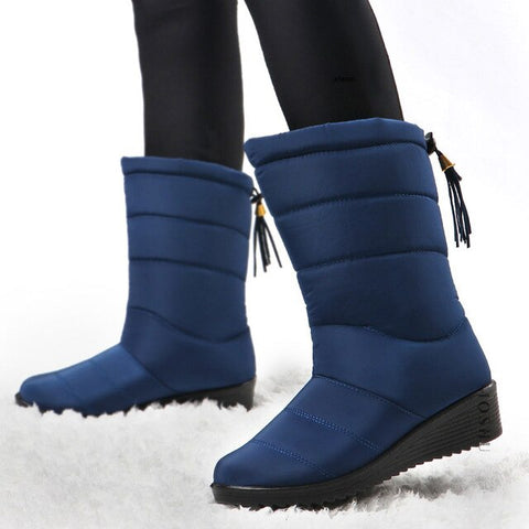 Winter Boots Women Ankle Snow Boots Tassels Down Boots Female High Waterproof Ladies Shoes Plush Insole Bota Feminina