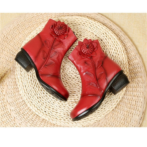 BEYARNE Autumn Winter Retro Boots Handmade Ankle Boots Real Genuine Leather Shoes Botines Mujer Women Shoes Ladies Leather Boots