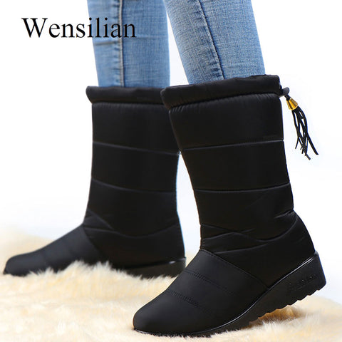 Winter Boots Women Black Snow Boots Mid-Calf Down Sneakers High Bota Waterproof Ladies Shoes 2019 Plush Insole Zapatos De Mujer