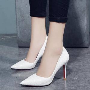 ZHENZHOU 10CM Pumps Women White girl high heel women's fine with 2019 Women's shoes new pointed black fresh princess shoes