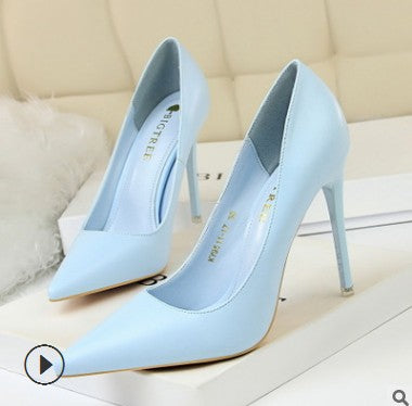 Patent Leather Thin Heels Office Women Shoes New Arrival Pumps Fashion High Heels Shoes Women's Pointed Toe Sexy Shoes Shallow