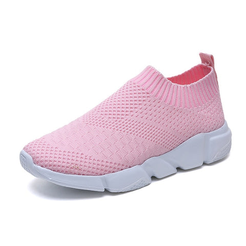 Rimocy plus size breathable air mesh sneakers women 2020 spring summer slip on platform knitting flats soft walking shoes woman