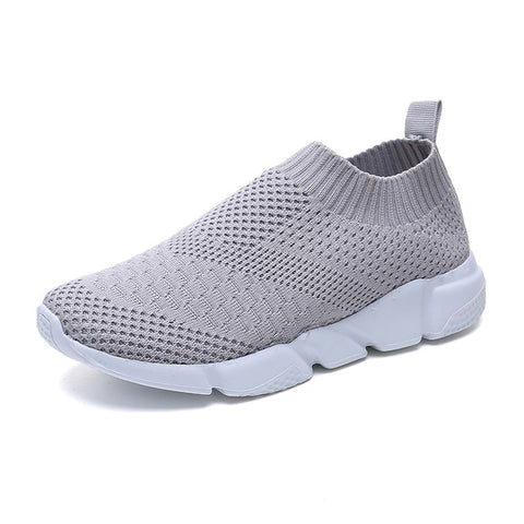 Rimocy plus size breathable air mesh sneakers women 2020 spring summer slip on platform knitting flats soft walking shoes woman