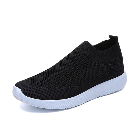 Rimocy plus size breathable air mesh sneakers women 2020 spring summer slip on platform knitting flats soft walking shoes woman