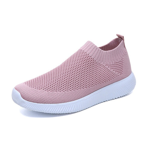 Rimocy plus size breathable air mesh sneakers women 2020 spring summer slip on platform knitting flats soft walking shoes woman