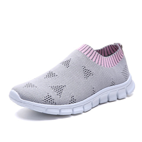 Rimocy plus size breathable air mesh sneakers women 2020 spring summer slip on platform knitting flats soft walking shoes woman