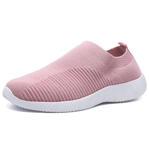 Rimocy plus size breathable air mesh sneakers women 2020 spring summer slip on platform knitting flats soft walking shoes woman