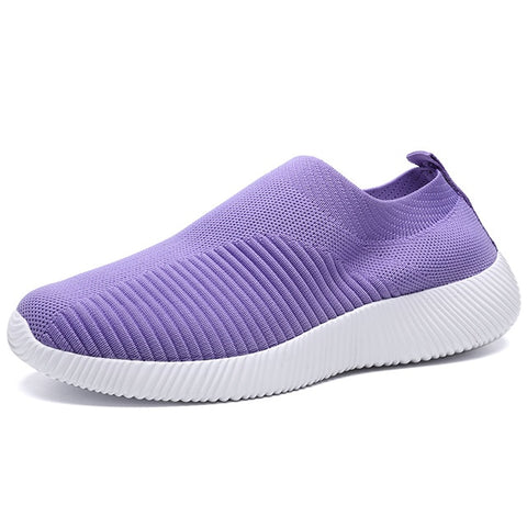 Rimocy plus size breathable air mesh sneakers women 2020 spring summer slip on platform knitting flats soft walking shoes woman