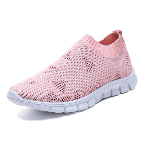 Rimocy plus size breathable air mesh sneakers women 2020 spring summer slip on platform knitting flats soft walking shoes woman