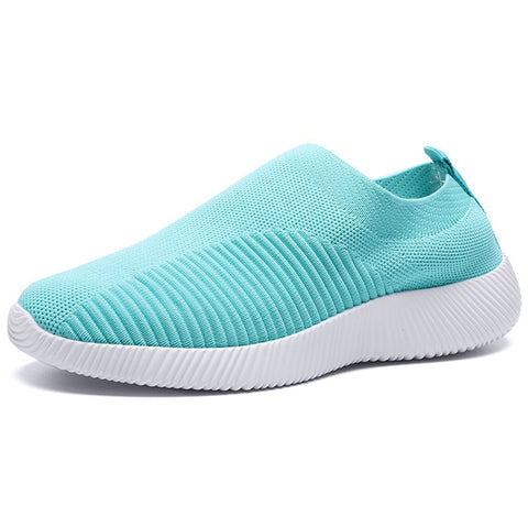 Rimocy plus size breathable air mesh sneakers women 2020 spring summer slip on platform knitting flats soft walking shoes woman