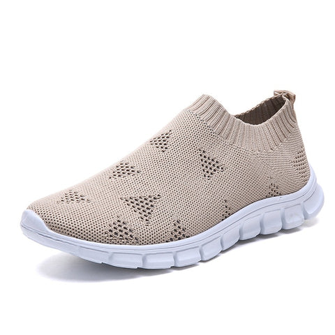 Rimocy plus size breathable air mesh sneakers women 2020 spring summer slip on platform knitting flats soft walking shoes woman