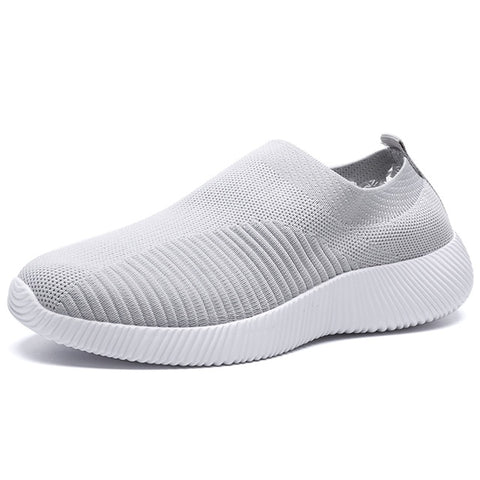 Rimocy plus size breathable air mesh sneakers women 2020 spring summer slip on platform knitting flats soft walking shoes woman