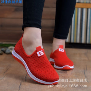 2019 summer new fashion breathable mesh shoes a lazy person walking comfortable soft soles women's mesh shoes