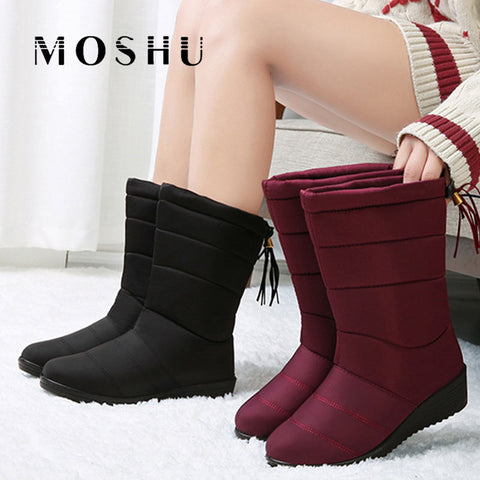 Winter Boots Women Ankle Snow Boots Tassels Down Boots Female High Waterproof Ladies Shoes Plush Insole Bota Feminina