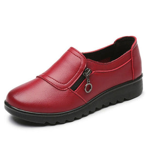CEYANEAOFlats Shoes Woman Genuine Leather Women Shoes Flats 3 Colors Buckle Slip On Women's Flat Shoes Moccasins Plus Size E1670