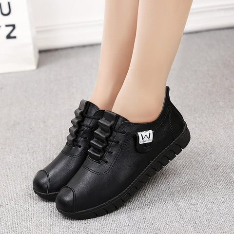2019 Women shoes new arrival spring lace-up pleated genuine leather flats shoes rubber Lace-up female shoes feminino hjm8