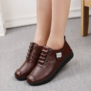 2019 Women shoes new arrival spring lace-up pleated genuine leather flats shoes rubber Lace-up female shoes feminino hjm8