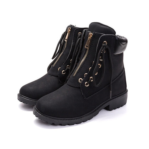 SFQSHUP New 2019 winter Lace-Up Fashion ankle boots for women botas femininas black hunter martin boots  Size woman shoes