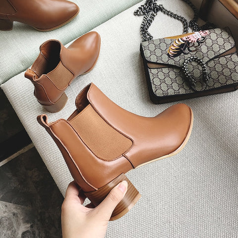 INS hot Women Chelsea boots cow leather ankle Boots 22-24.5 cm length European and American style ladies boots female+shoes