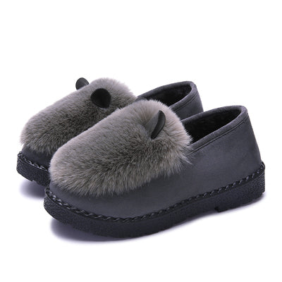 SLHJC Autumn Winter Flats Warm Cozy House Outside Slip On Fur Shoes Anti Skid Flat Heel Low Platform Snow Flats Female Loafers