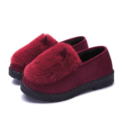 SLHJC Autumn Winter Flats Warm Cozy House Outside Slip On Fur Shoes Anti Skid Flat Heel Low Platform Snow Flats Female Loafers