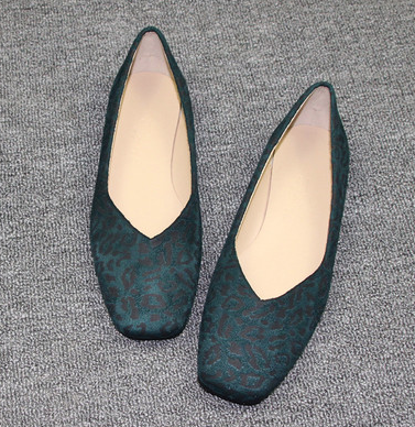 Lady Rome Style Leopard p Plus size 12 11 44 No Heels Square toe shoes Women Soft Sole Slip-on Breathable Brown White Printing