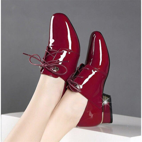 Autumn Genuine Leather Thick High Heel Shoes Winter Inside Plush Women Fashion Patent Leather Pointed Toe Pumps 459jk
