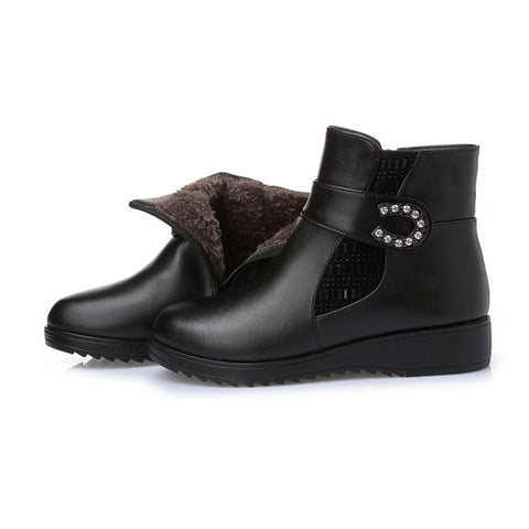 Plus size(35-43) winter women genuine leather wedges snow boots wool fur ankle boots warm shoes women boots