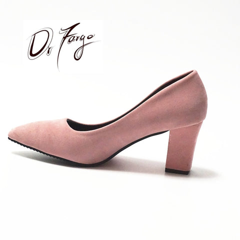 DRAFRGO Women's Pink Shoes 7.5 cm Block Heel sexy woman pumps Summer EUR 34 -39 Mujer Zapato Office Low Heel Femme Chaussure