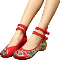 Spring Summer Size35-41 Woman Flat Shoes Vintage Flowers Embroidery Shoes Women Chinese Old Peking Casual Cloth Dancing Shoes